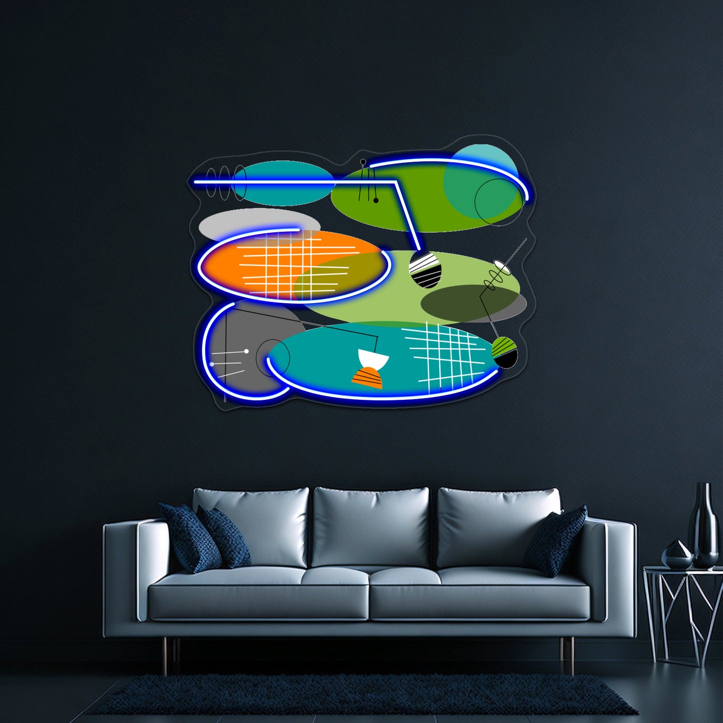 Midcentury Modern Ovals Wall Artwork Neon Signs