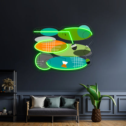 Midcentury Modern Ovals Wall Artwork Neon Signs