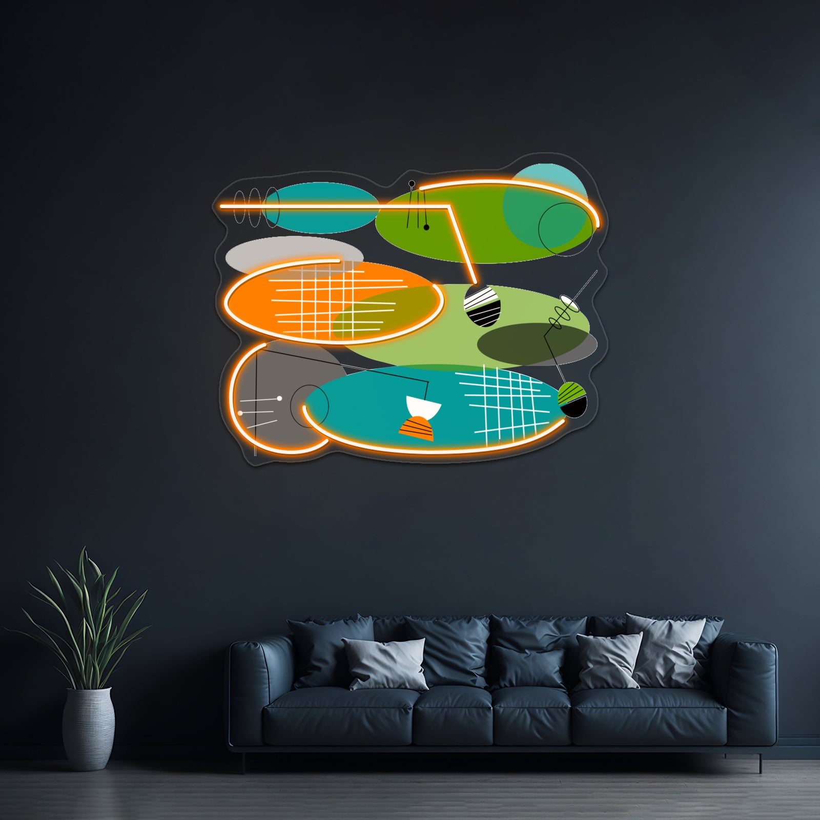 Midcentury Modern Ovals Wall Artwork Neon Signs | Shineneon