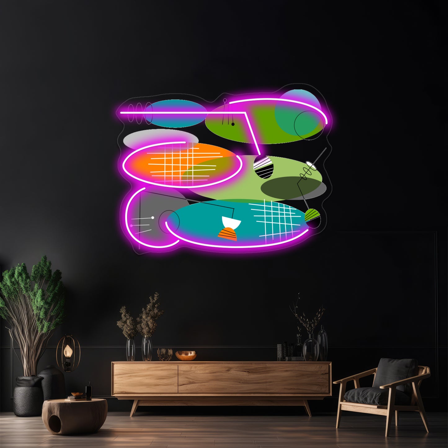 Midcentury Modern Ovals Wall Artwork Neon Signs