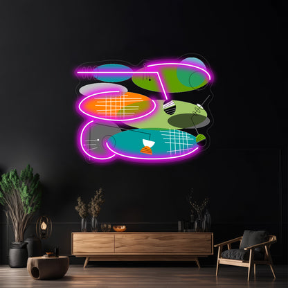 Midcentury Modern Ovals Wall Artwork Neon Signs