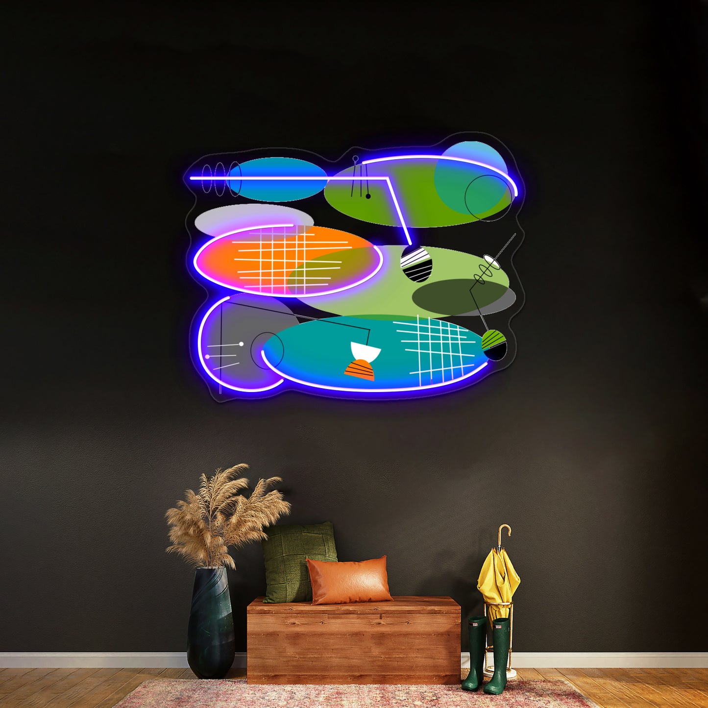 Midcentury Modern Ovals Wall Artwork Neon Signs