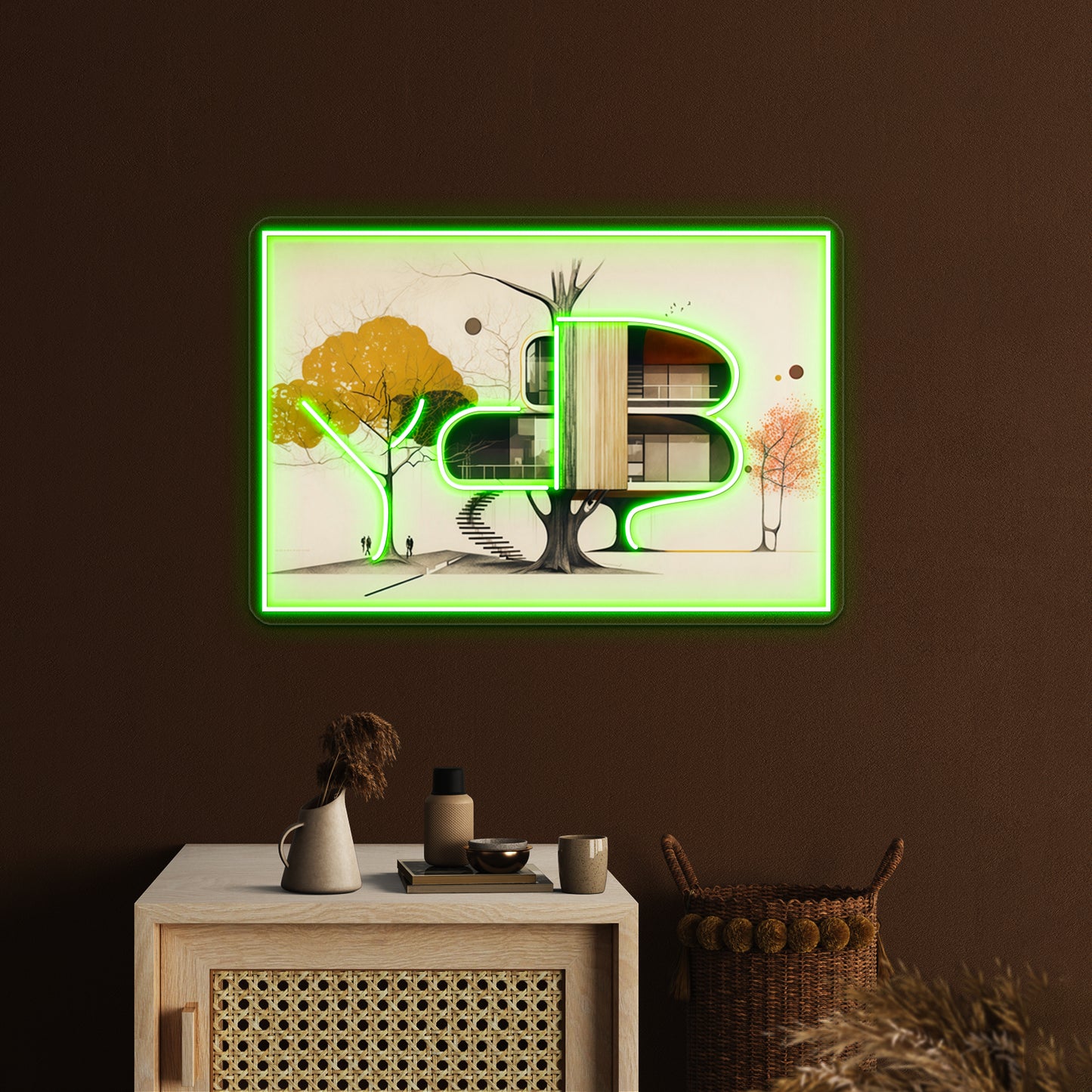 Midcentury Modern Treehouse Wall Artwork Neon Signs