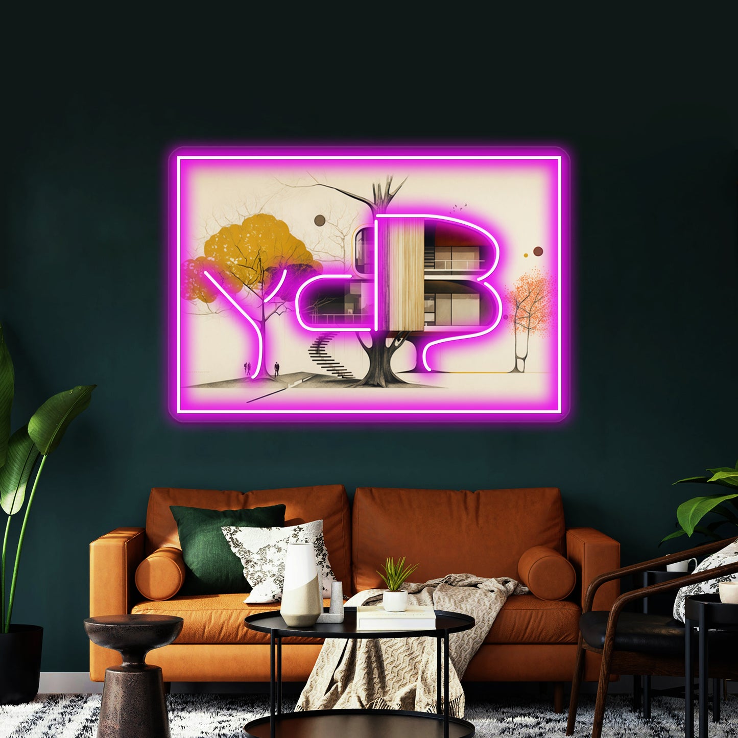 Midcentury Modern Treehouse Wall Artwork Neon Signs