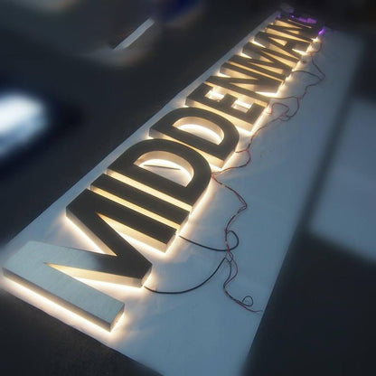 Middenman 3D Backlit Letters Business Metal Led Sign - Shineneon