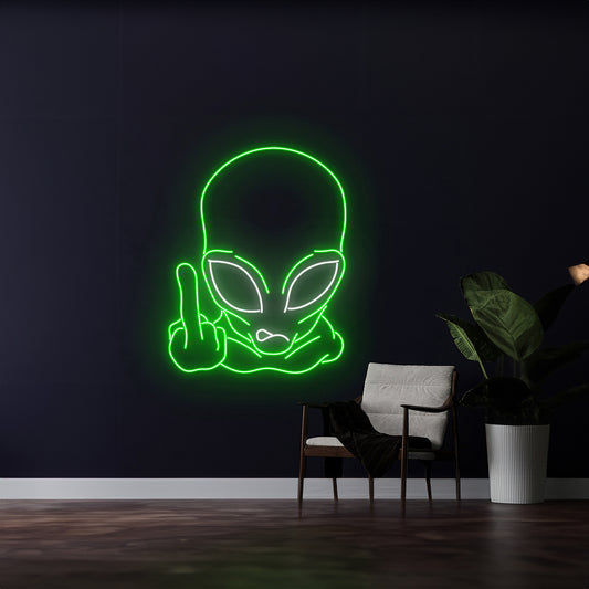 Middle Finger Alien Led Sign