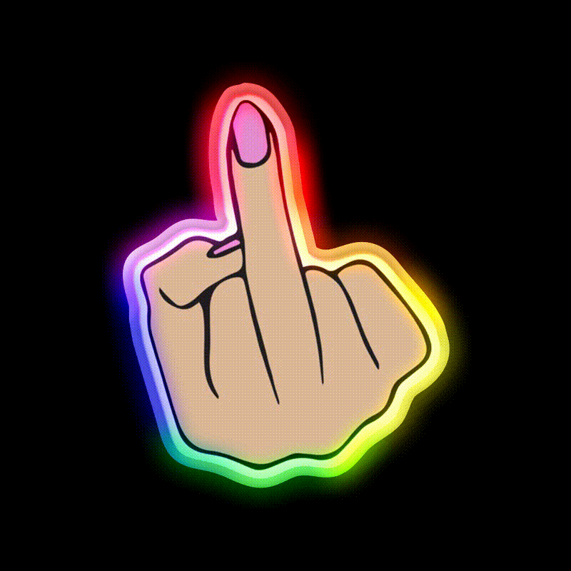 Middle Finger Nail Salon Led Neon Sign Rgb Color - LED neon sign close-up detail