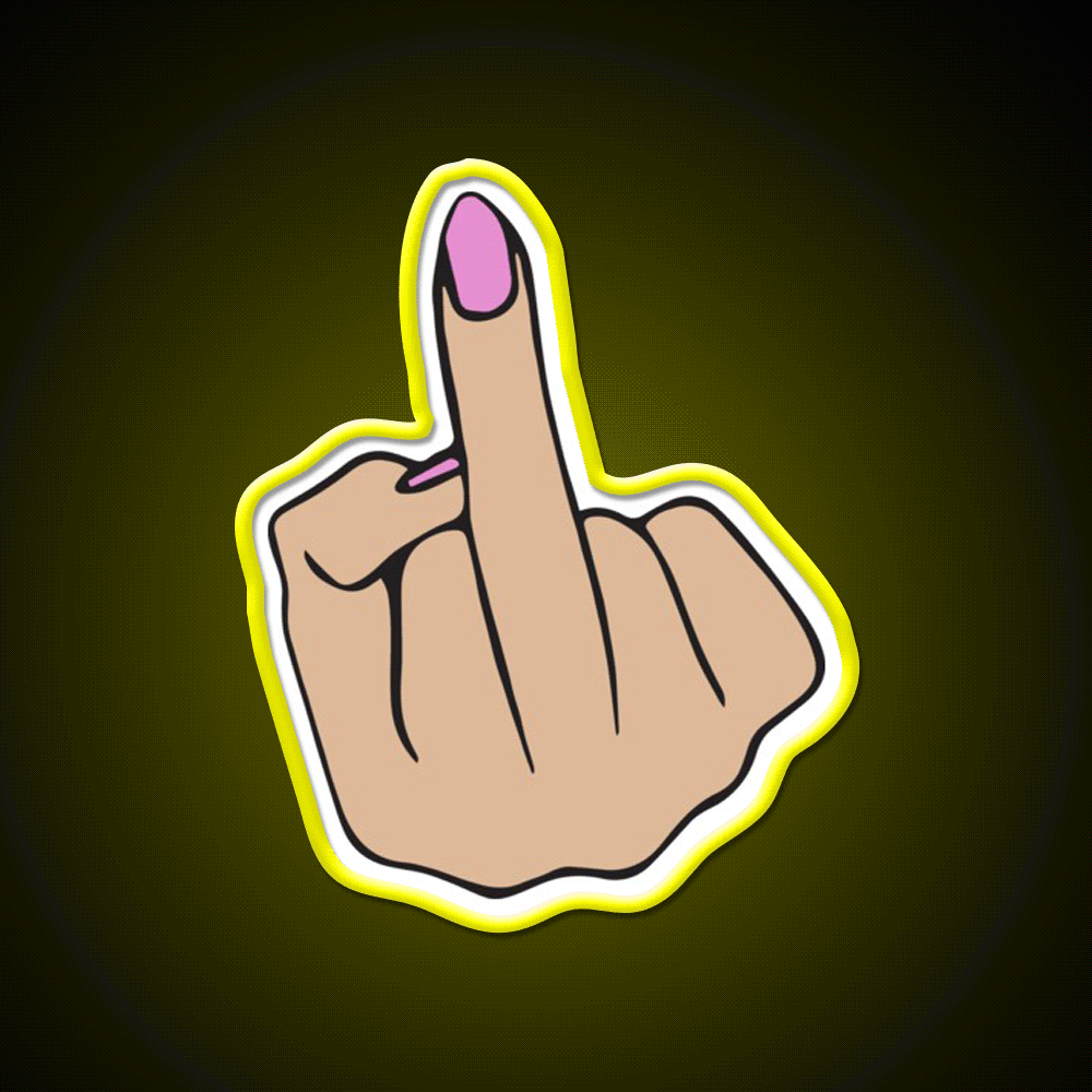Middle Finger Nail Salon Led Neon Sign Rgb Color - Custom LED neon sign front view