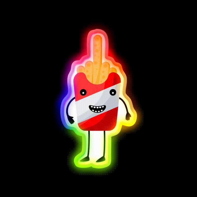 Middle Fry Fast Food Led Neon Sign For Burger Place Rgb Color - LED neon sign close-up detail