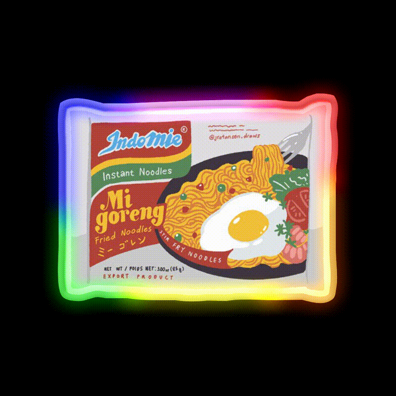 Mie Goreng Indomie Snack Food Led Neon Sign Rgb Color - LED neon sign close-up detail