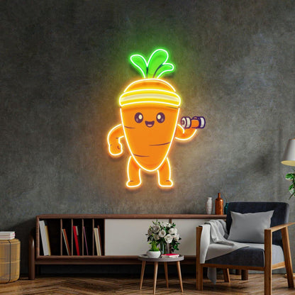 Mighty Baby Carrot Fitness Uv Printed Led Neon Sign For Home Gym Kids Room Decor | Shineneon