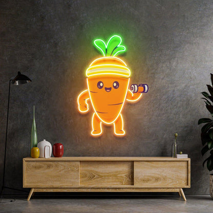 Mighty Baby Carrot Fitness Uv Printed Led Neon Sign For Home Gym Kids Room Decor | Shineneon