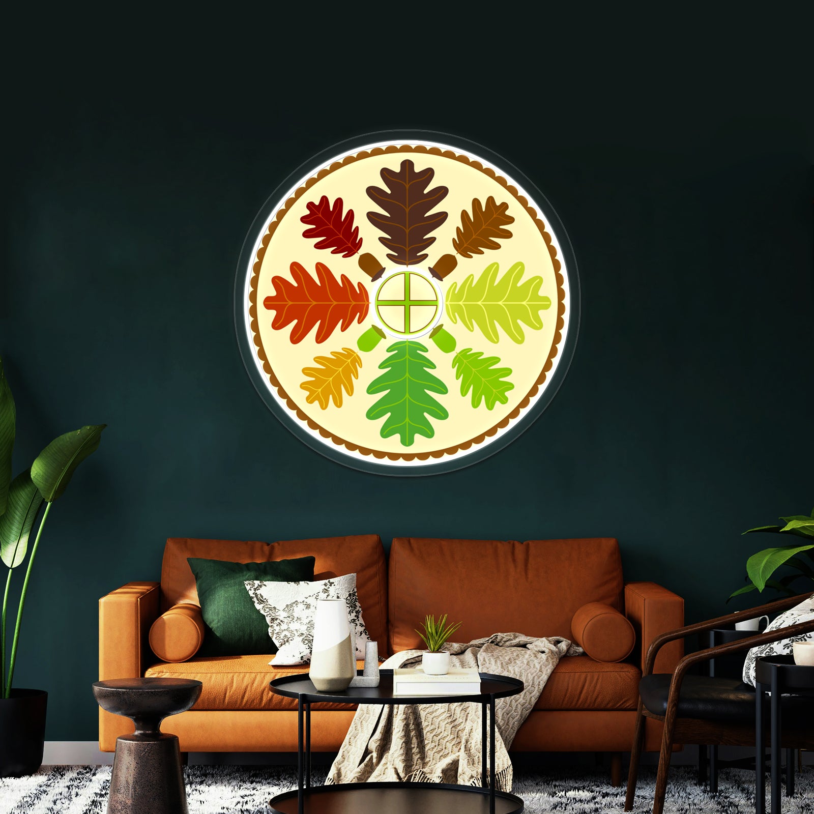 Mighty Oak Folk Art Hex Sign Wall Artwork Neon Signs | Shineneon