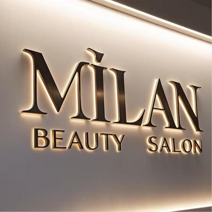 Milan Beauty Salon 3D Backlit Letters Business Metal Led Sign - Shineneon
