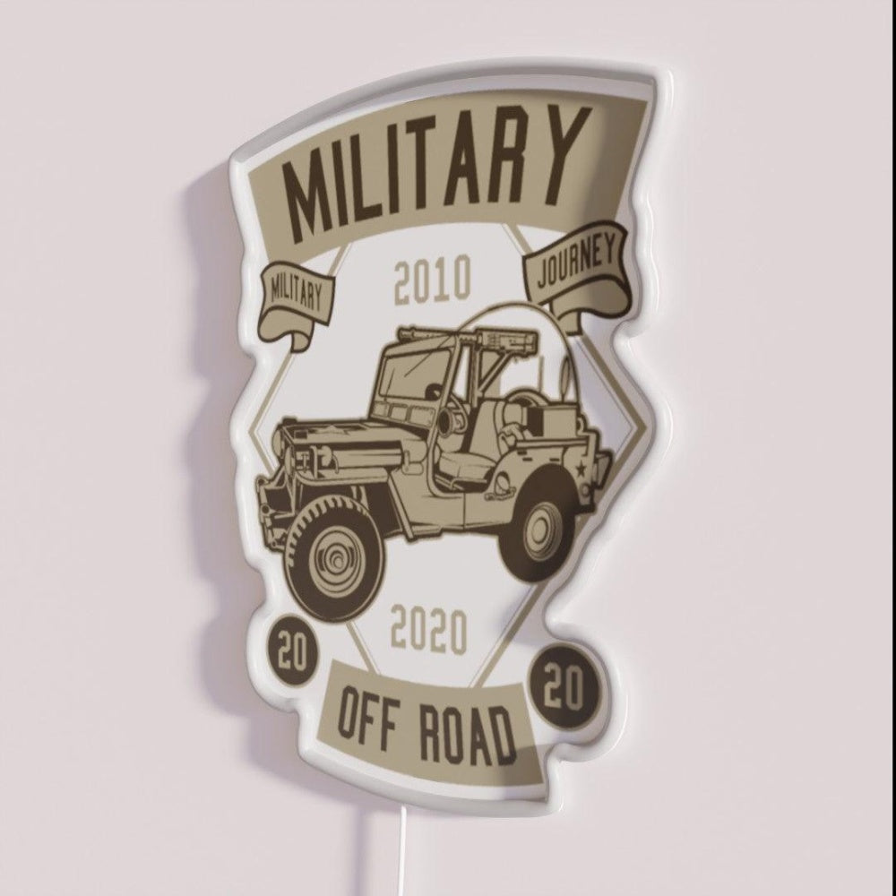 Military Off Road Rgb Led Neon Sign - Neon sign mounted on wall in room