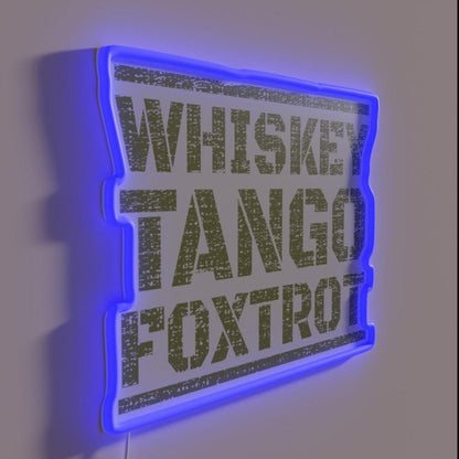 Military Whiskey Tango Foxtrot Whiskey Lover Rgb Led Neon Sign - LED neon sign close-up detail
