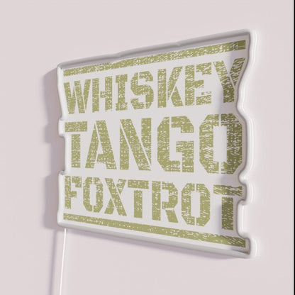 Military Whiskey Tango Foxtrot Whiskey Lover Rgb Led Neon Sign - Neon sign mounted on wall in room