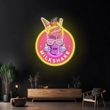 Milkshake Badge Led Neon Sign Light Custom Led Signs