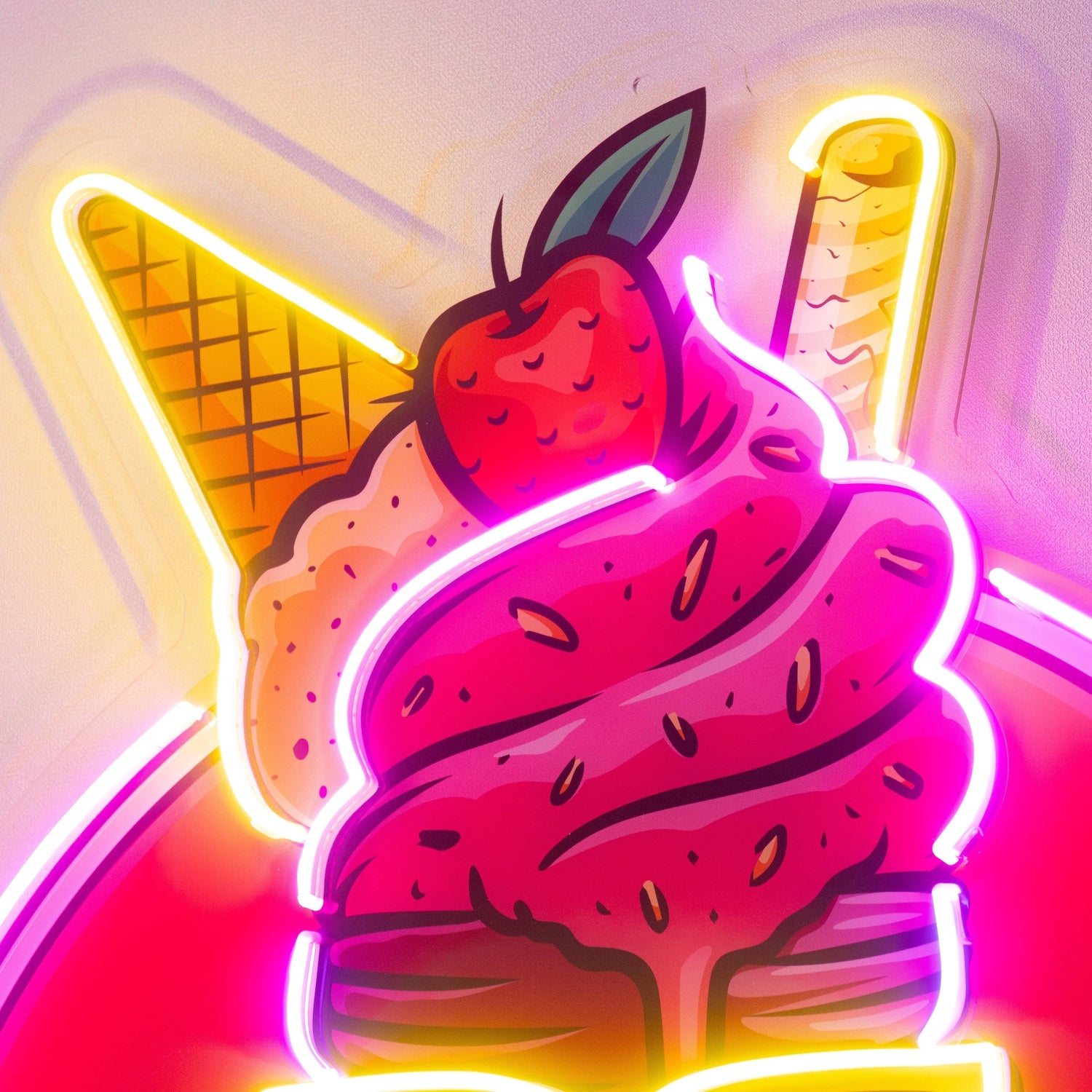 Milkshake Badge Pink Yellow Uv Printed Led Neon Sign For Dessert Shop Decor | Shineneon