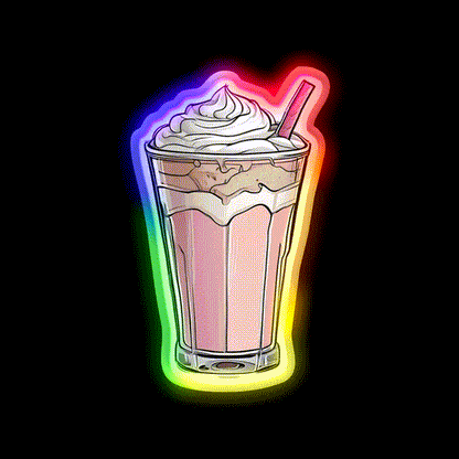 Milkshake Fast Food Led Neon Sign For Burger Place Wall Art Rgb Color - LED neon sign close-up detail