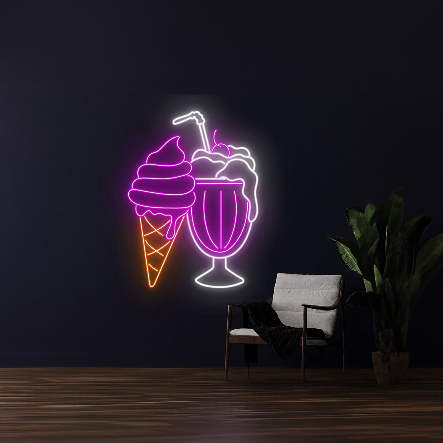 Milkshake Ice Cream Neon Led Sign