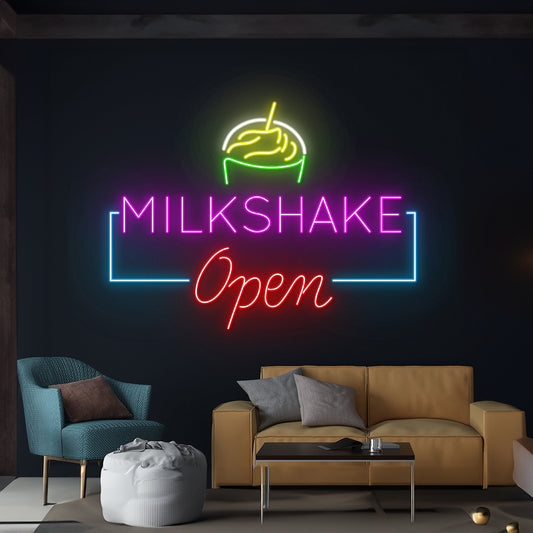 Milkshake Open Neon Led Sign