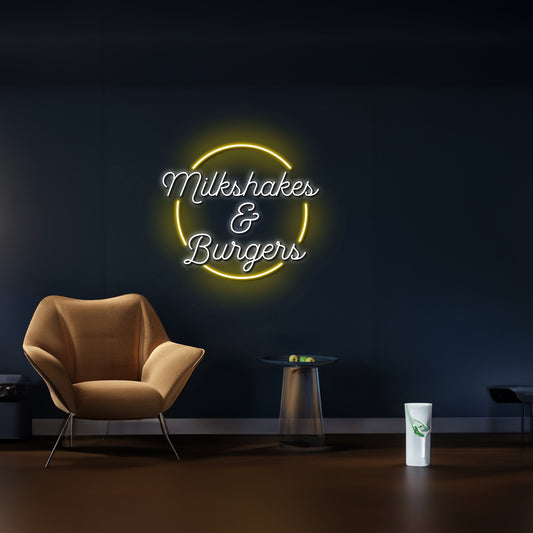 Milkshakes And Burgers Led Sign Wall Decor