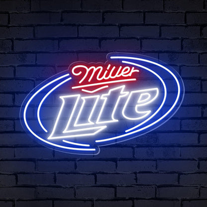 Miller Lite Red-Blue Oval Led Neon Sign For Bar Decor | Shineneon