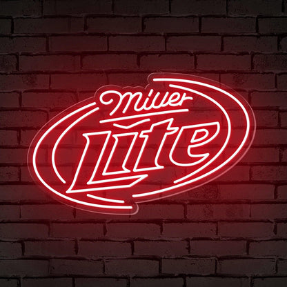 Miller Lite Red-Blue Oval Led Neon Sign For Bar Decor | Shineneon