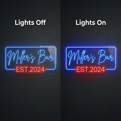 Miller's Bar LED Neon Sign - 06 Day Night Comparison