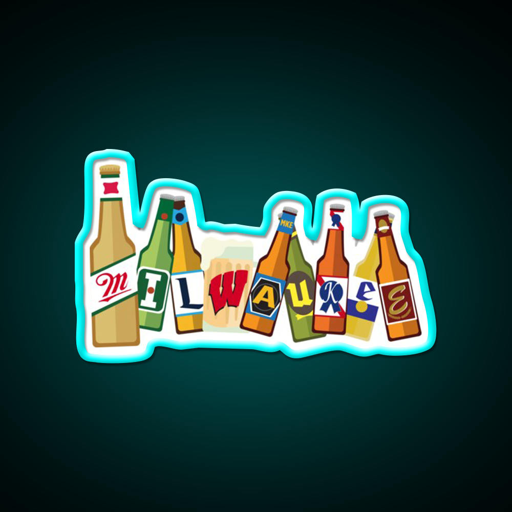 Milwaukee Beer Bar Decor Led Neon Sign Rgb Color - Size and dimension reference