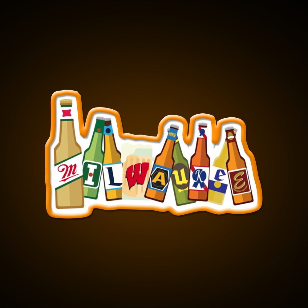 Milwaukee Beer Bar Decor Led Neon Sign Rgb Color - LED neon sign view 6