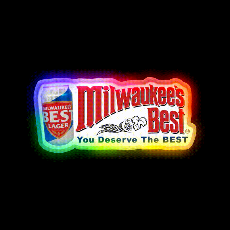 Milwaukees Beer Can Design Beer Bar Decor Led Neon Sign Rgb Color - LED neon sign close-up detail