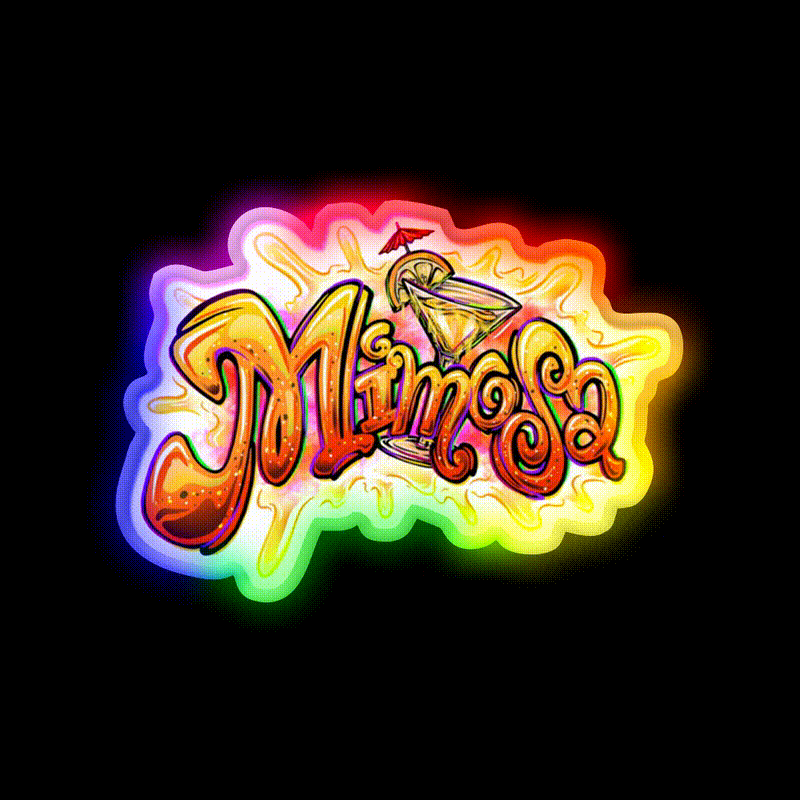 Mimosa Graffiti Hemp Inspired Green Leaf Led Neon Sign Rgb Color - LED neon sign close-up detail