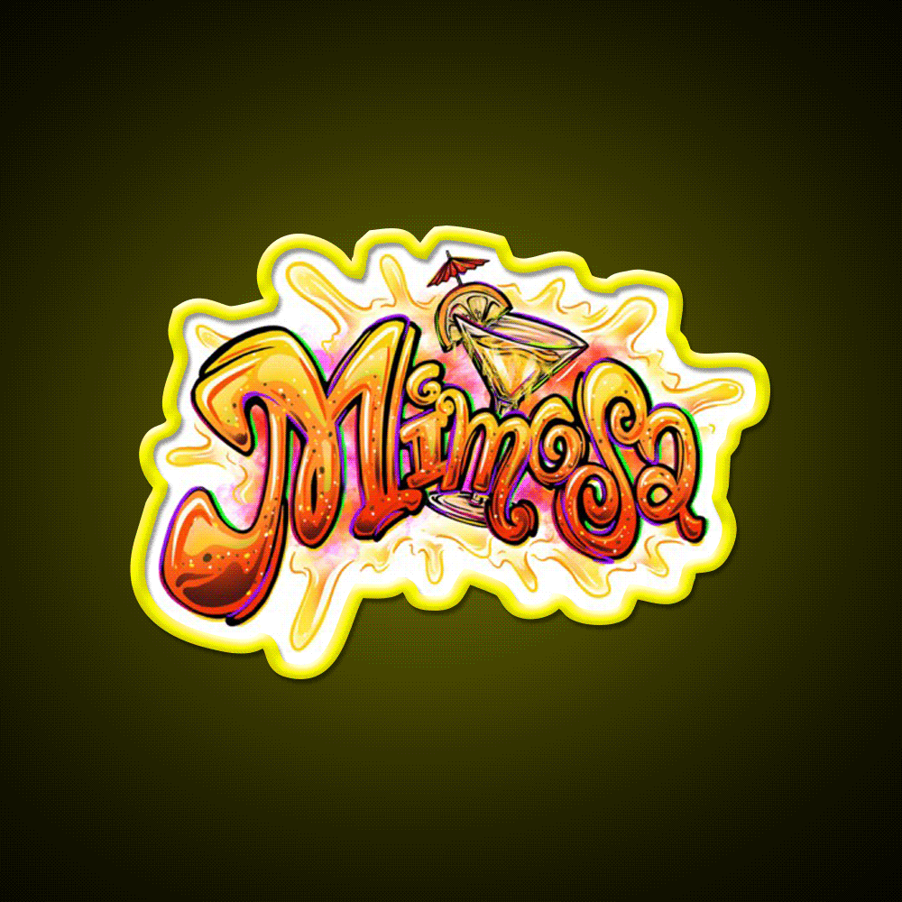 Mimosa Graffiti Hemp Inspired Green Leaf Led Neon Sign Rgb Color - Custom LED neon sign front view