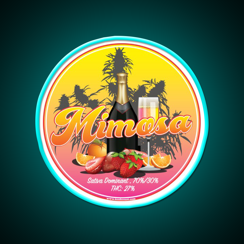 Mimosa Strain Art Hemp Inspired Green Leaf Led Neon Sign Rgb Color - Size and dimension reference