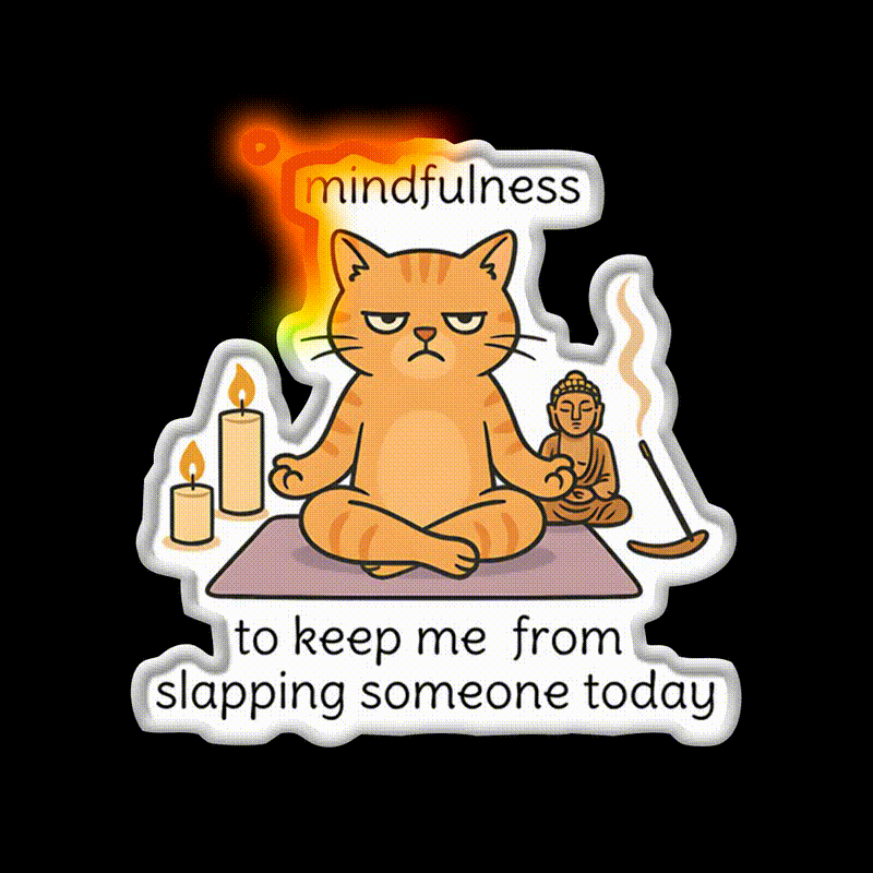 Mindfulnes Funny Yoga Cat Cat Meme Or Yoga Led Neon Sign Rgb Color