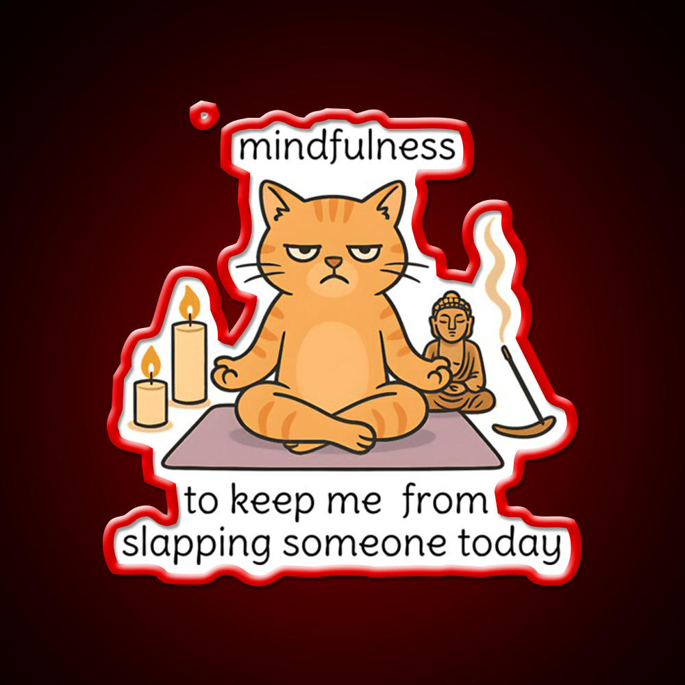 Mindfulnes Funny Yoga Cat Cat Meme Or Yoga Led Neon Sign Rgb Color - Shineneon