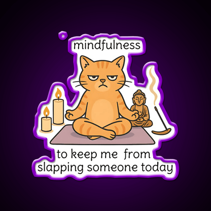 Mindfulnes Funny Yoga Cat Cat Meme Or Yoga Led Neon Sign Rgb Color - Shineneon