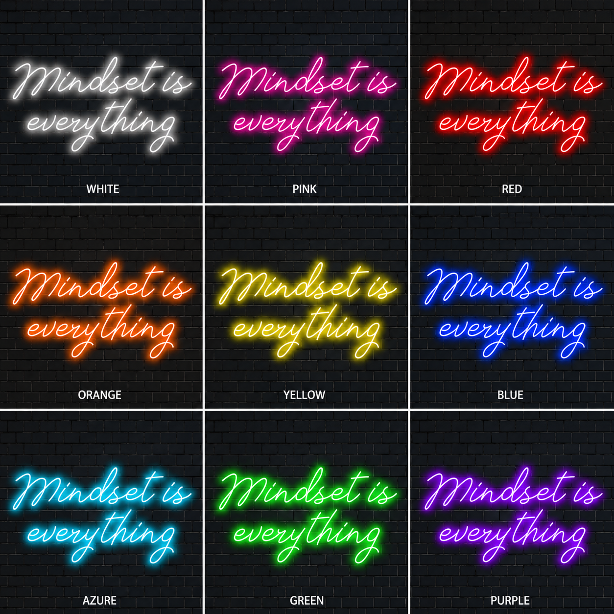 Mindset Is Everything LED Neon Sign - 05 Color Grid
