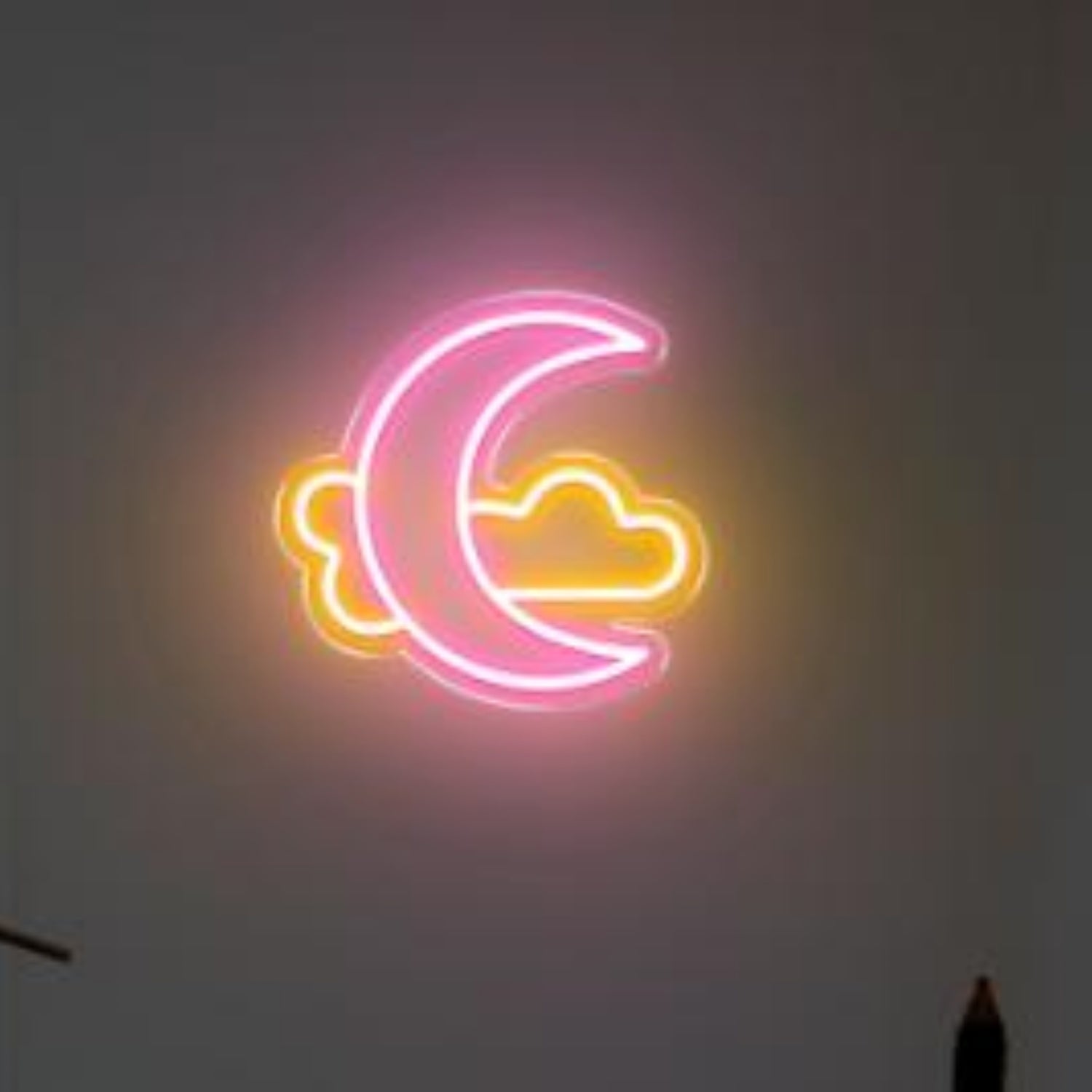Mini Moon Pink Yellow Led Neon Sign Moon Cloud Design For Nursery Bedroom Decor | Shineneon