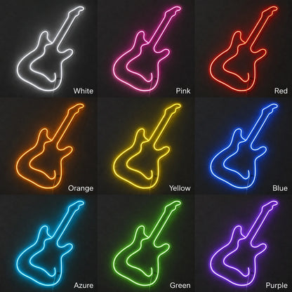 Minimal Electric Guitar LED Neon Sign color grid