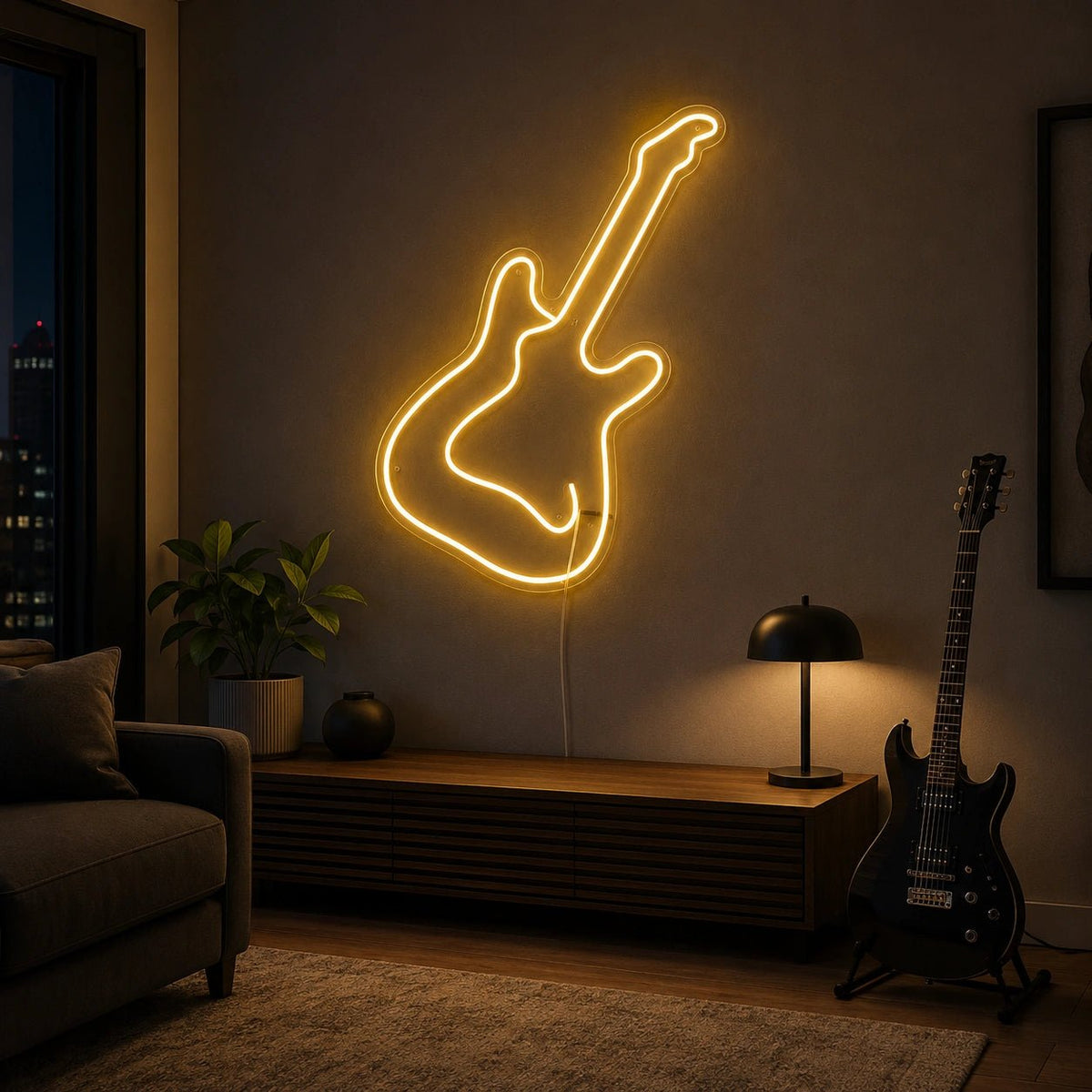 Minimal Electric Guitar LED Neon Sign - Shineneon