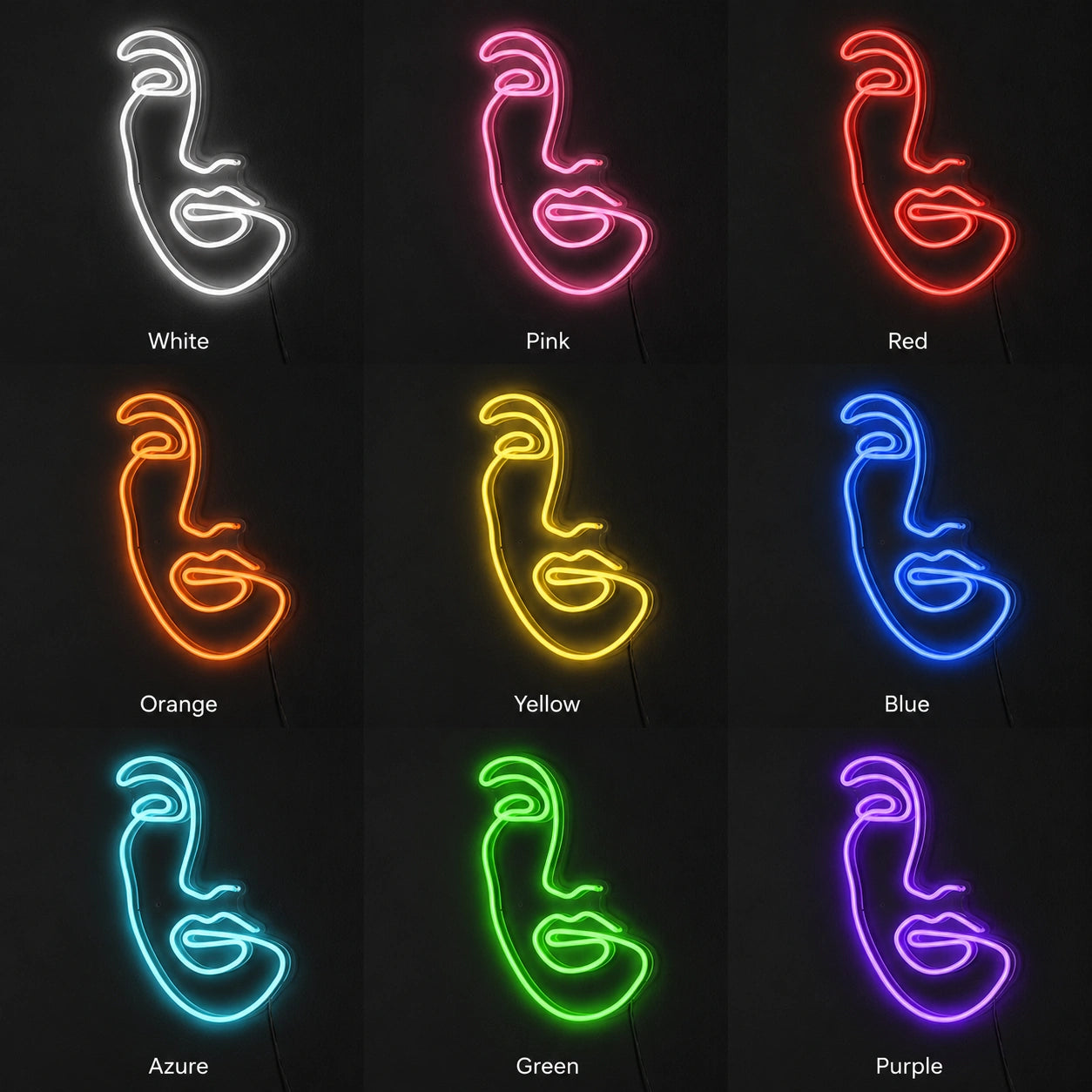 Minimal Face Line Neon Sign LED Neon Sign color grid