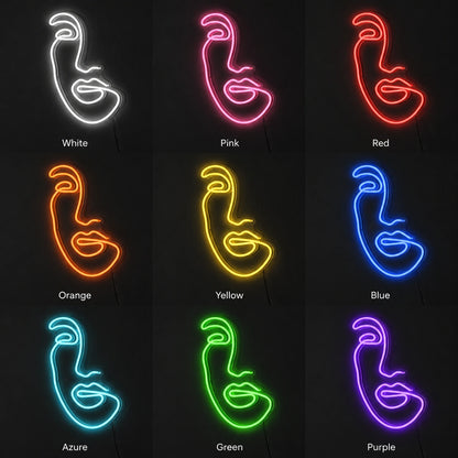 Minimal Face Line Neon Sign LED Neon Sign color grid