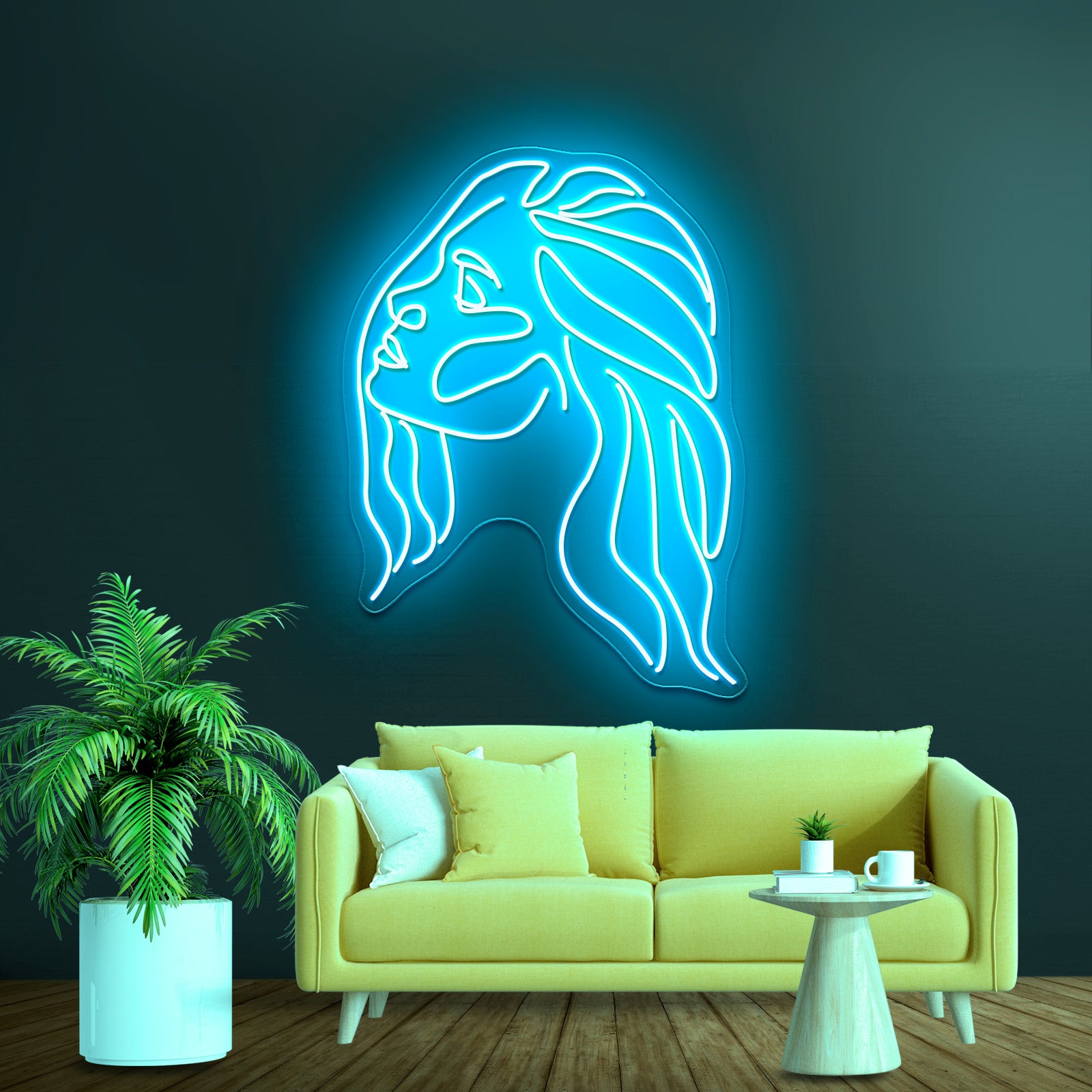 Minimal Line Art Woman With Earing Art Print Wall Artwork Neon Signs | Shineneon