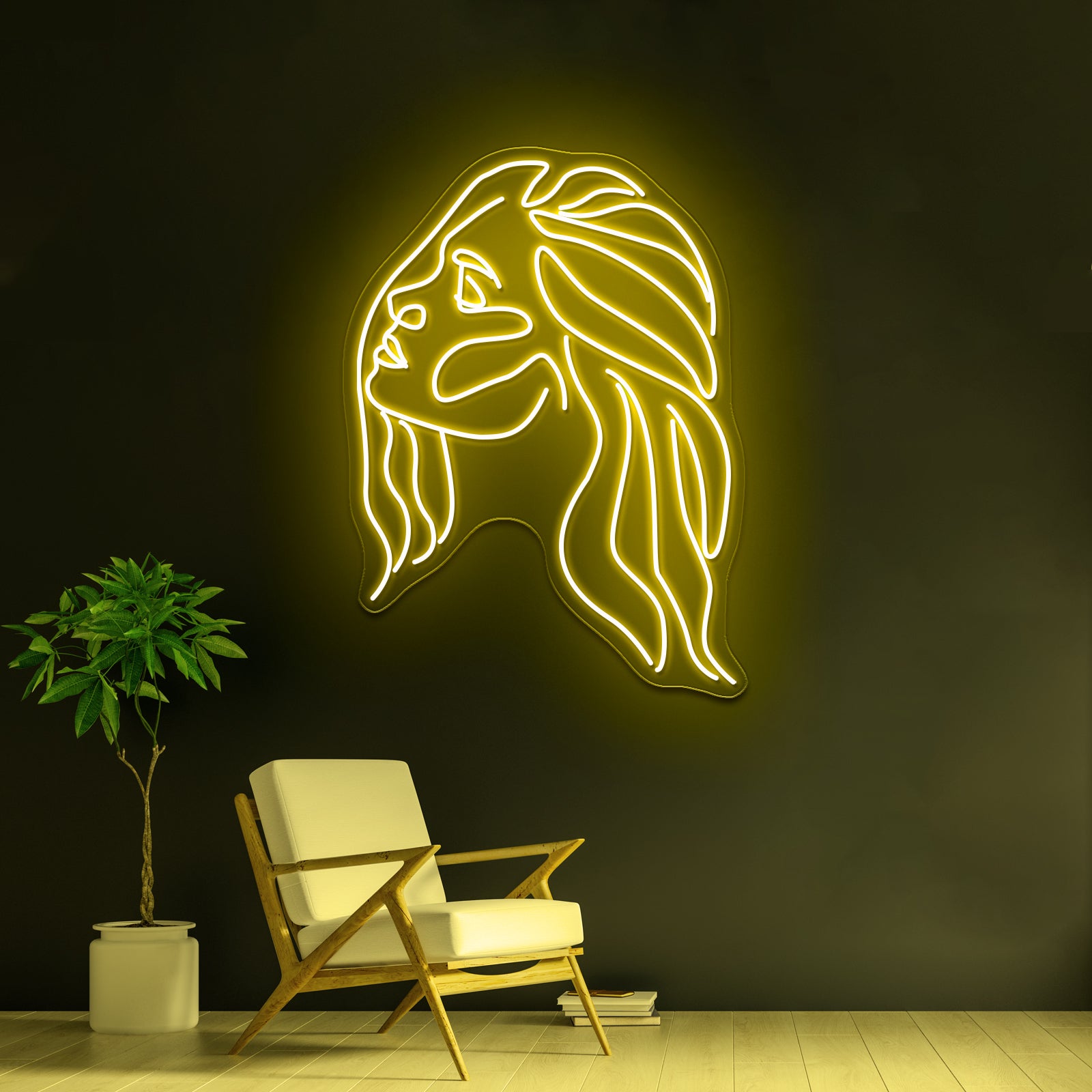 Minimal Line Art Woman With Earing Art Print Wall Artwork Neon Signs | Shineneon