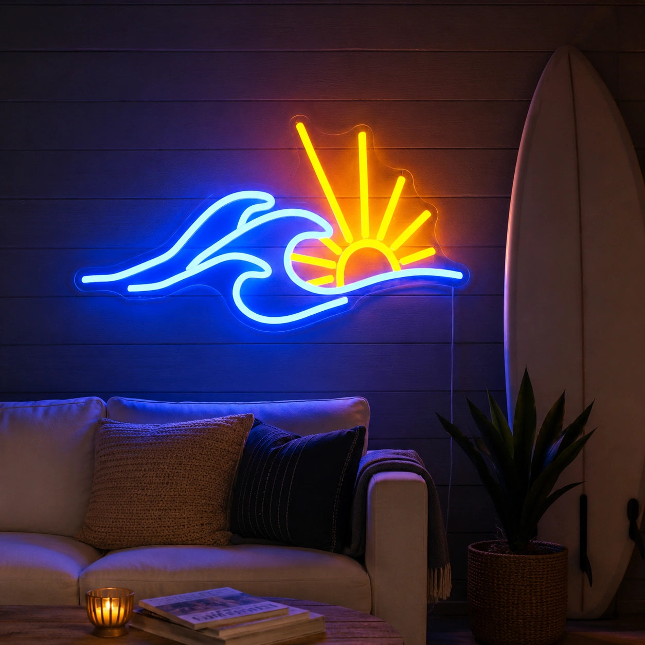 Minimal Sunrise Wave Neon Sign LED Neon Sign real lifestyle scene