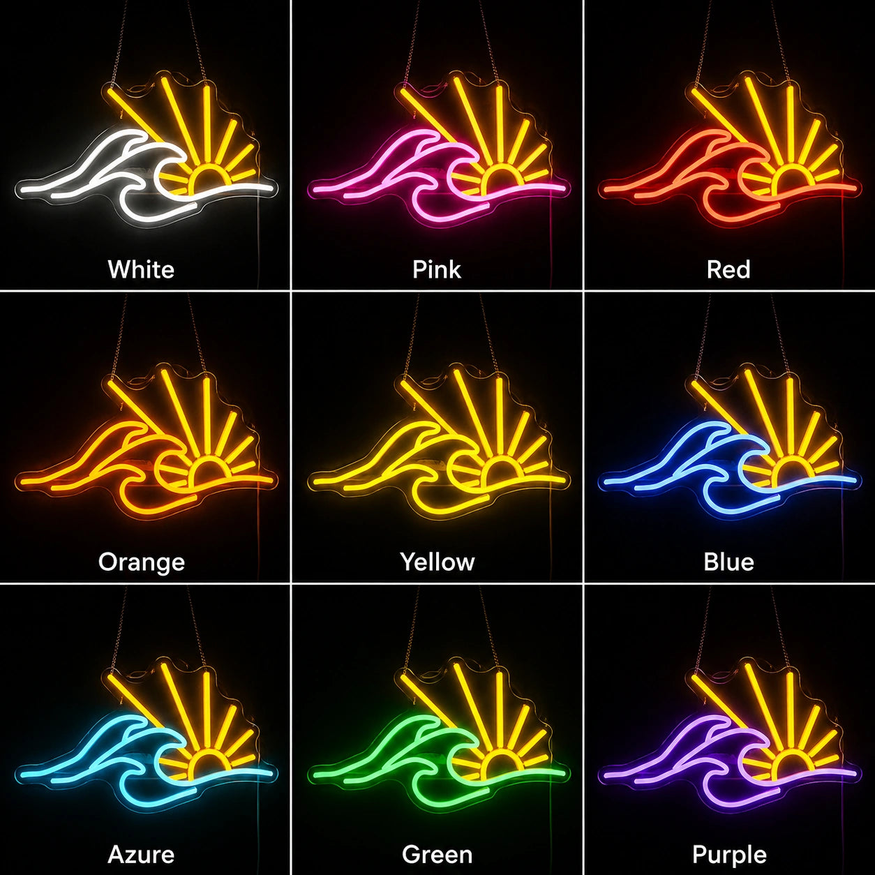 Minimal Sunrise Wave Neon Sign LED Neon Sign color grid