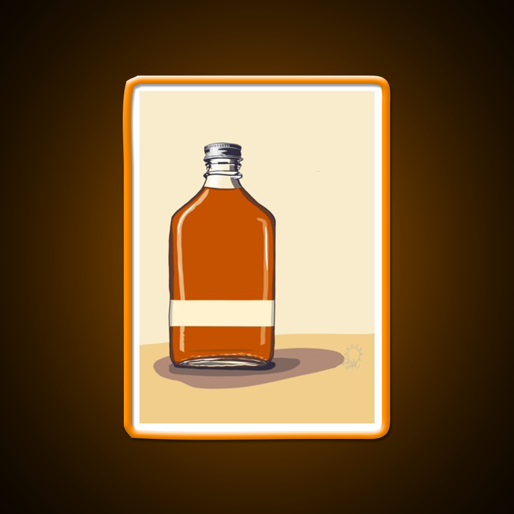 Minimalism Whiskey Bottle With Tan Whiskey Drink Bar Led Neon Sign Rgb Color